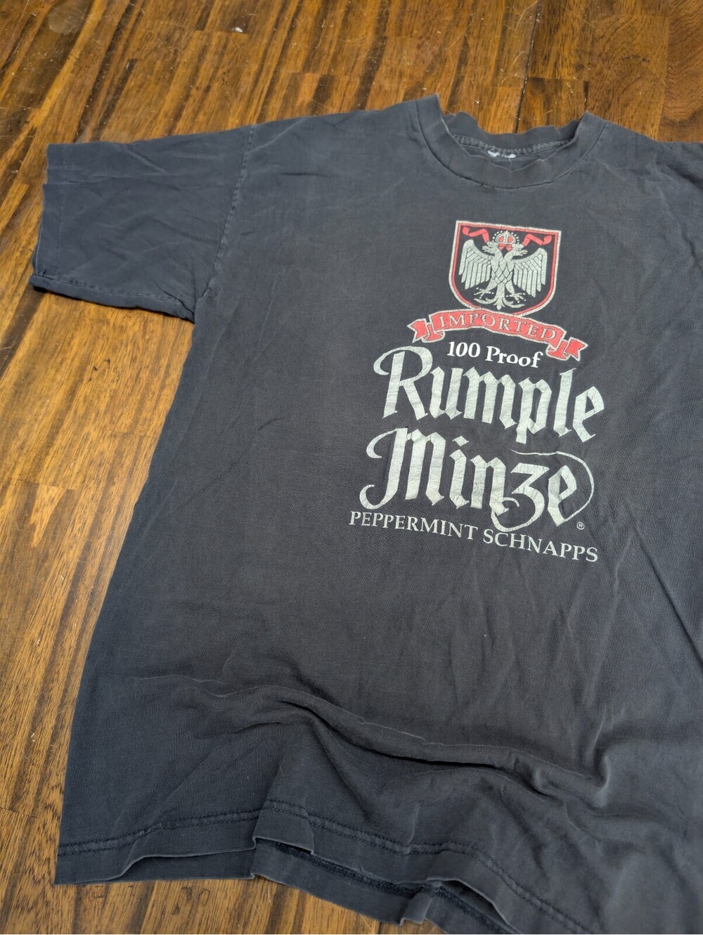 Rumple Minze T-Shirt Black Mens M Vintage Promo Schnapps Tee